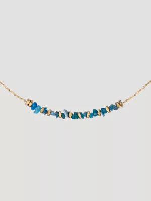 Beaded Necklace with Drop Earring Set:Turquoise:One Size