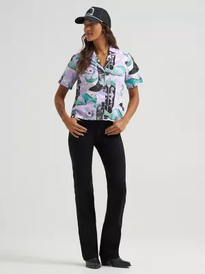 Women's Wrangler Cowgirl Camp Shirt in Purple