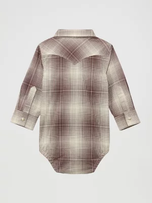 Baby Boy's Long Sleeve Western Snap Bodysuit in Mahogany