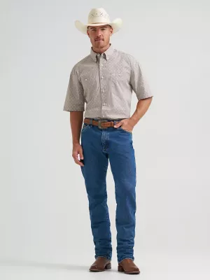 Wrangler® George Strait™ Short Sleeve Two Pocket Button Down Shirt in Floral Brown