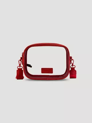 Clear Cross Body Stadium Bag:Red:One Size