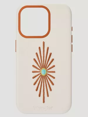 Smartphone Leather Embroidery Case:White:16 Pro