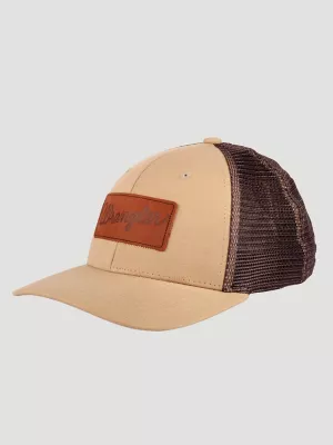 Logo Leather Patch Baseball Cap:Khaki/Brown:One Size