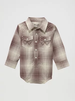 Baby Boy's Long Sleeve Western Snap Bodysuit in Mahogany