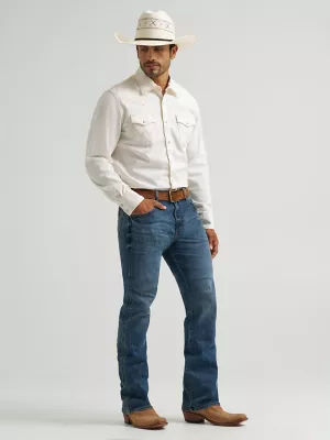 Men's Wrangler Retro Premium Western Snap Solid Shirt in Egret