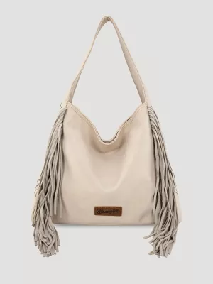 Boho Fringe Suede Bag:Beige:One Size: