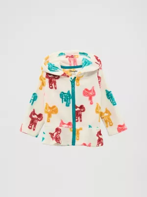 Little Girls Western Full Zip Fleece Jacket:White:3-6 Months