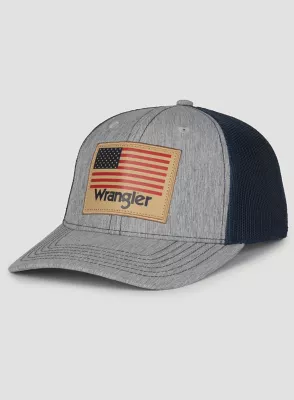 Wrangler American Flag Baseball Hat:Grey:One Size