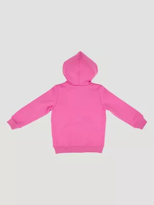Wrangler Toddler Girl's Zip Graphic Hoodie in Heart Pink