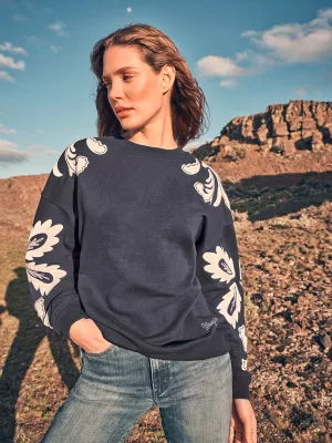 Womens Applique Sweatshirt:Dark Navy:M