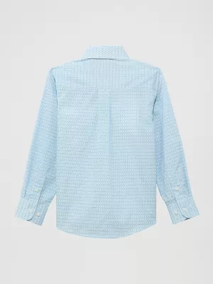 Boy's Classic Button-Down Print Shirt in Diamond Blue