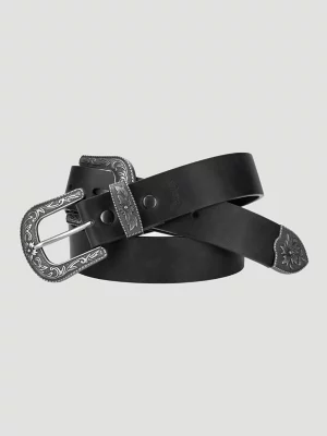 Women's Double Buckle Western Belt in Black