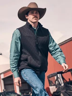 Mens George Strait Zip Vest:Black:L