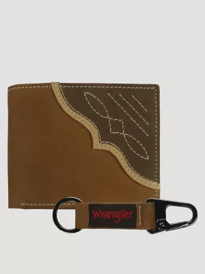 Mens Wallet Keychain Gift Set:Brown:One Size