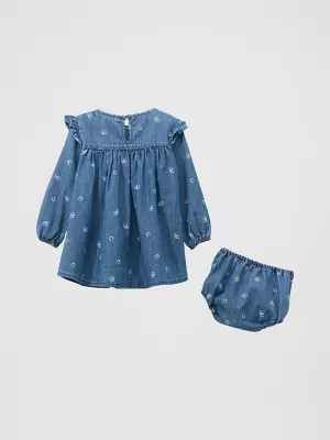 Little Girl's Denim Trapeze Dress in Denim