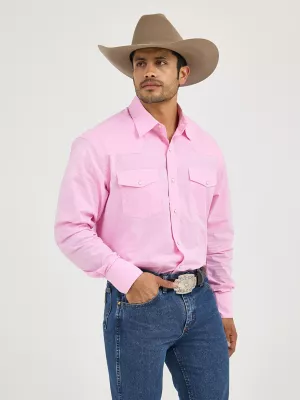 Men's Wrangler Bucking Cancer Snap Shirt in Fuschia Pink