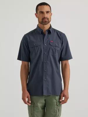 Mens Relaxed Stretch Poplin Shirt:Ombre Blue:M