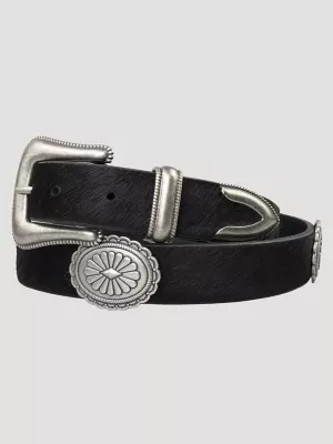 Women's Rope Edge Concho Belt in Black