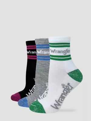 Womens Wrangler Stripe Quarter Socks 3 Pack:Multi:One Size