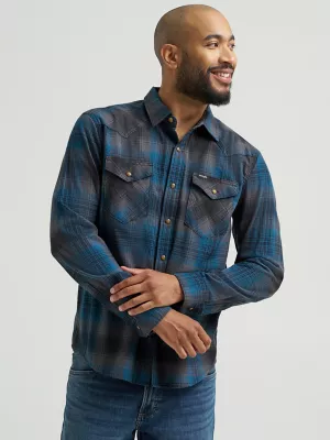 Men's Broken Twill Plaid Shirt in Orion Blue
