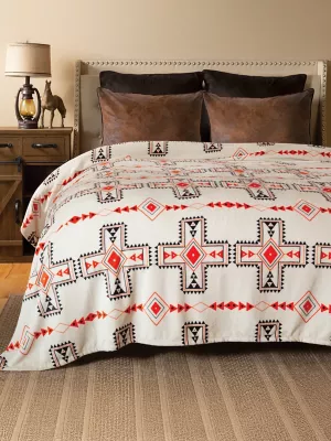 Wrangler Santa Fe Sun King Plush Blanket:White:One Size