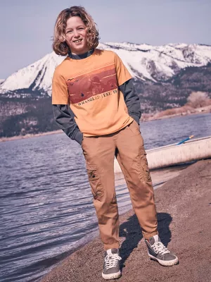 Boy's Wrangler® Free To Stretch Gamer Cargo Pant (8-16) in Medal Bronze