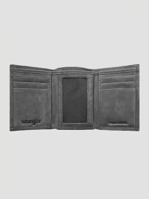 Texas Rose Leather Trim Trifold Wallet:Black:One Size