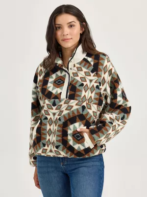 Women's Wrangler Retro® Half-Snap Sherpa Pullover in White