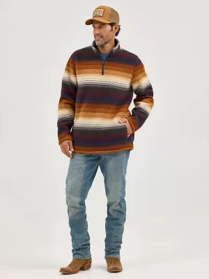 Men's Wrangler® Striped Quarter-Zip Sherpa Pullover in Sunset Stripe