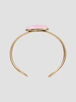 Oval Stone Cuff Bracelet:Pink:One Size