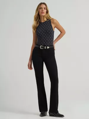 Women's Wrangler Printed Slim Goddess Tank in Black Horseshoe