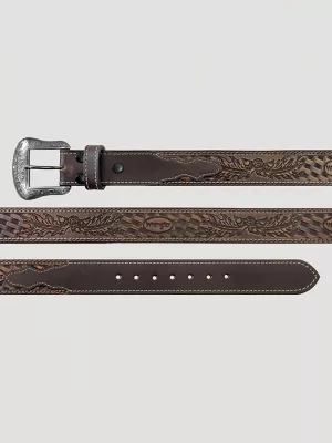 Mens Wrangler Embossed Carved Belt:Tan:38