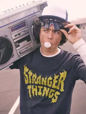 Wrangler x Stranger Things T-Shirt in Washed Black