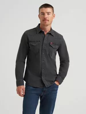 Men's Denim Western Snap Shirt in Black Wash
