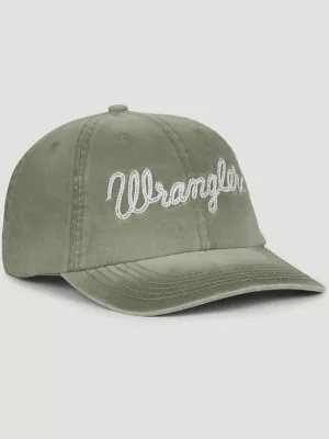 Womens Distressed Logo Baseball Cap:Olive:One Size