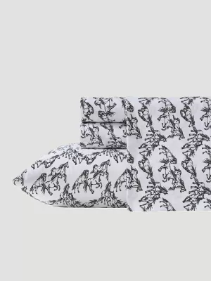 Wrangler Patterned Full Sheet Set:Mustangs/ Black:Full