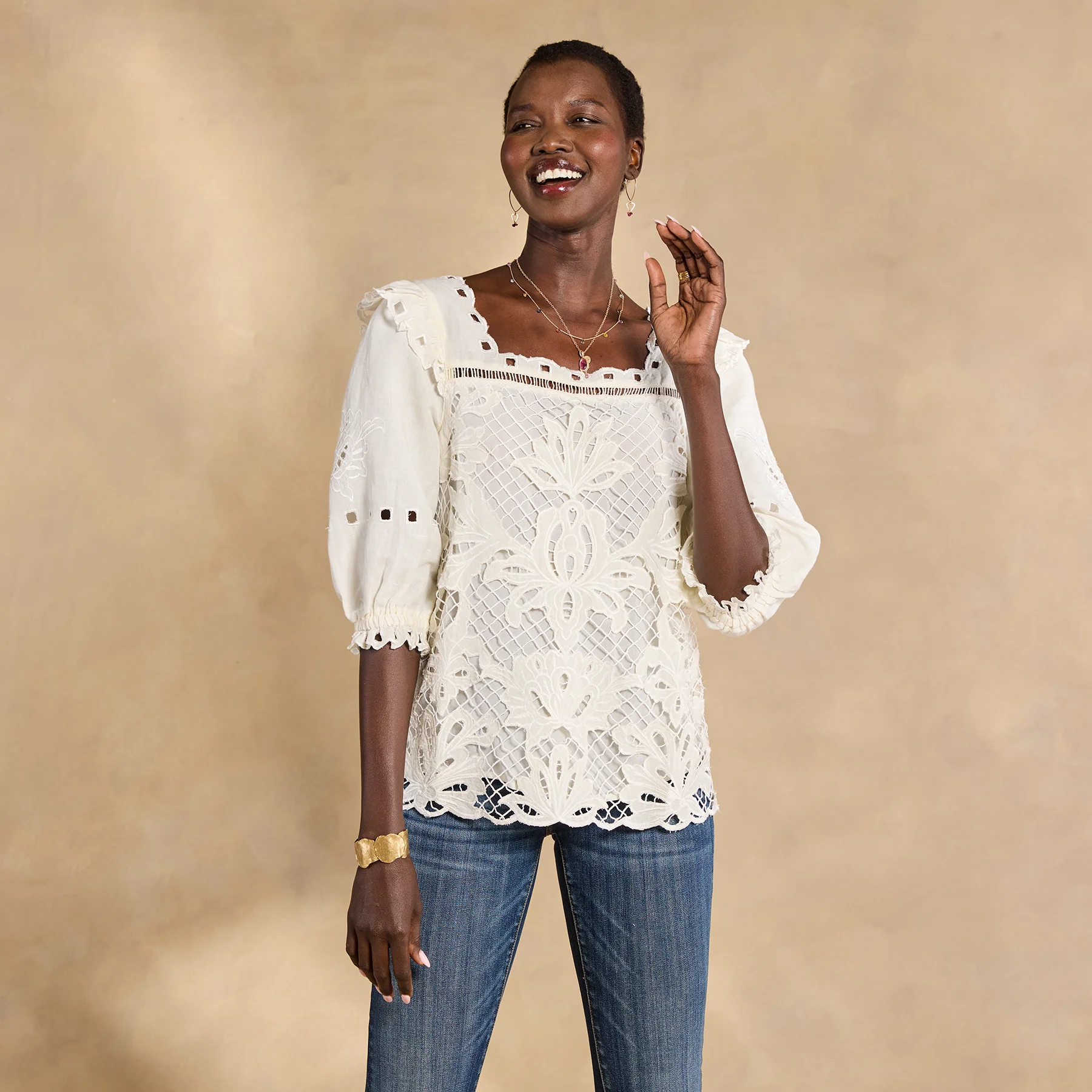 Altai Gatherings Eyelet Top