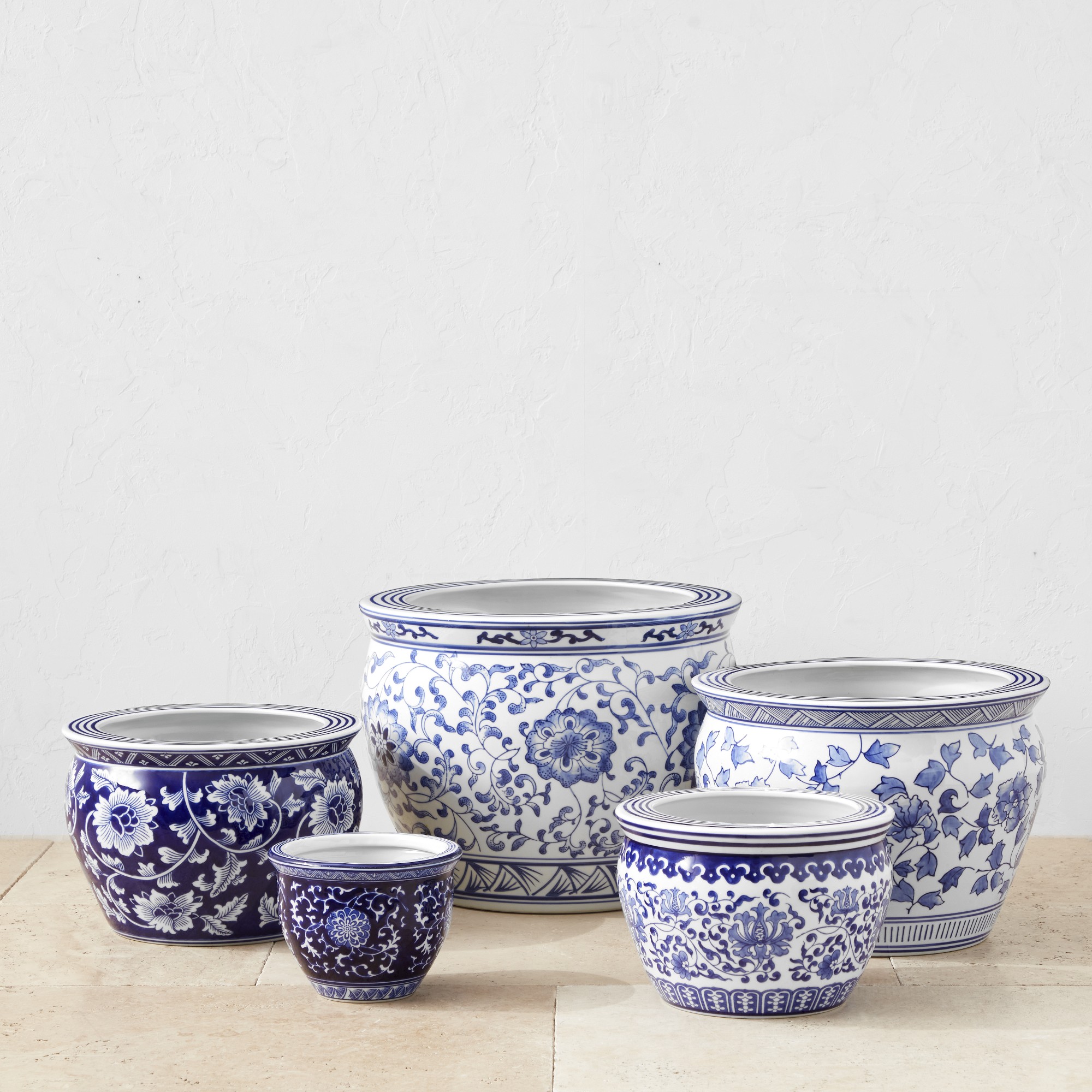 Blue & White Ceramic Planter Collection