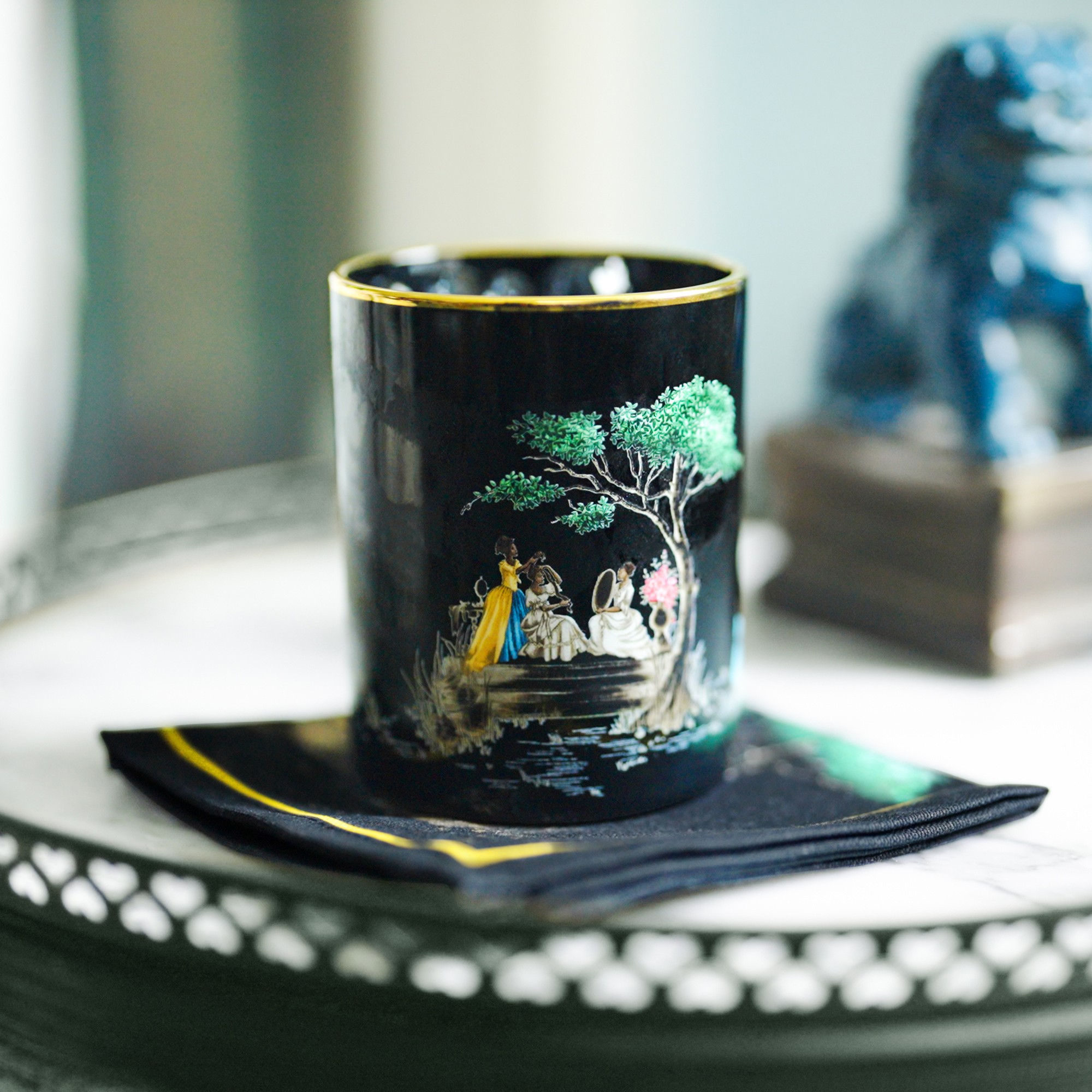 Sheila Bridges x Williams Sonoma Harlem Toile Double-Old Fashioned Glasses, Set of 2