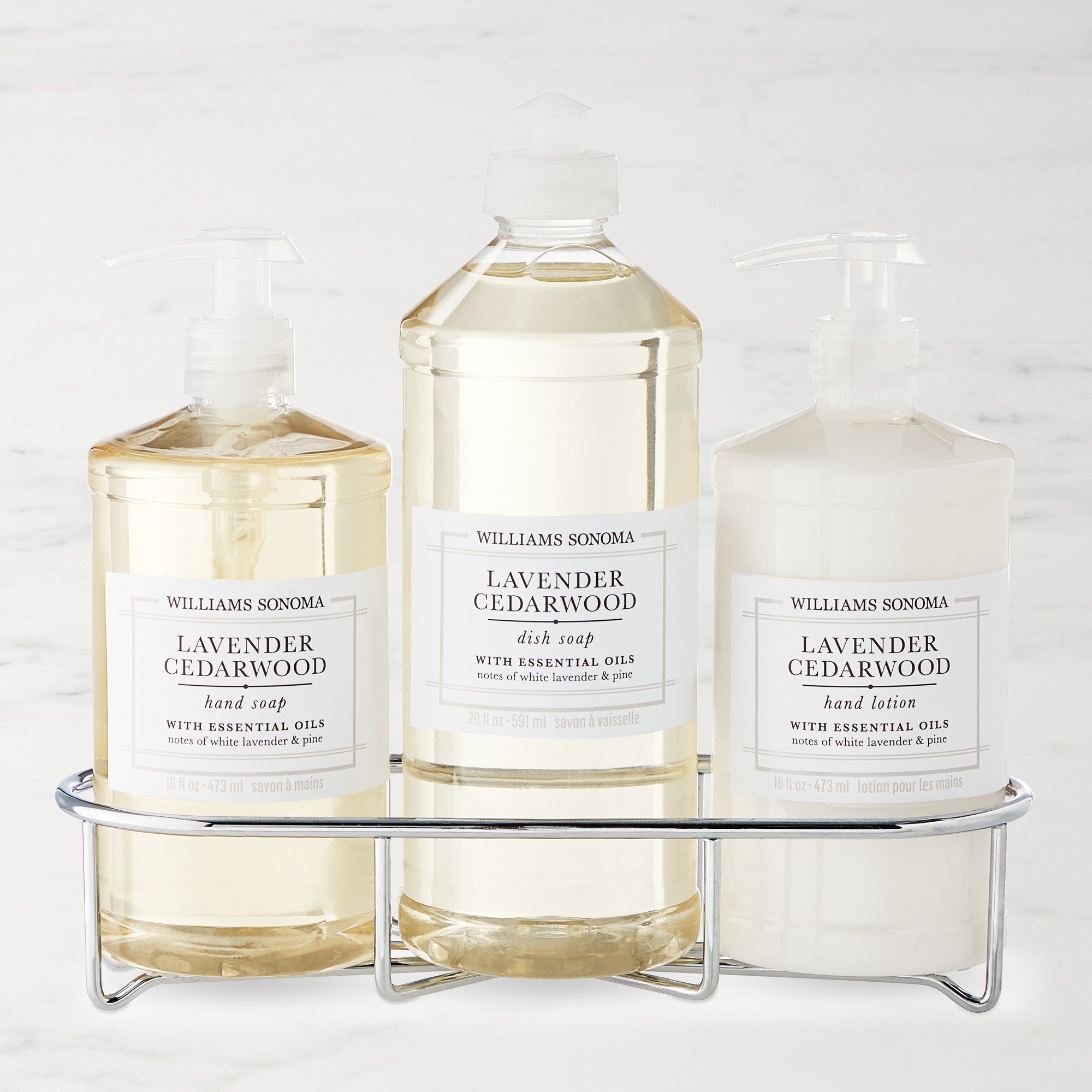 Williams Sonoma Lavender Cedarwood Hand Soap & Lotion 4-Piece Kitchen Set