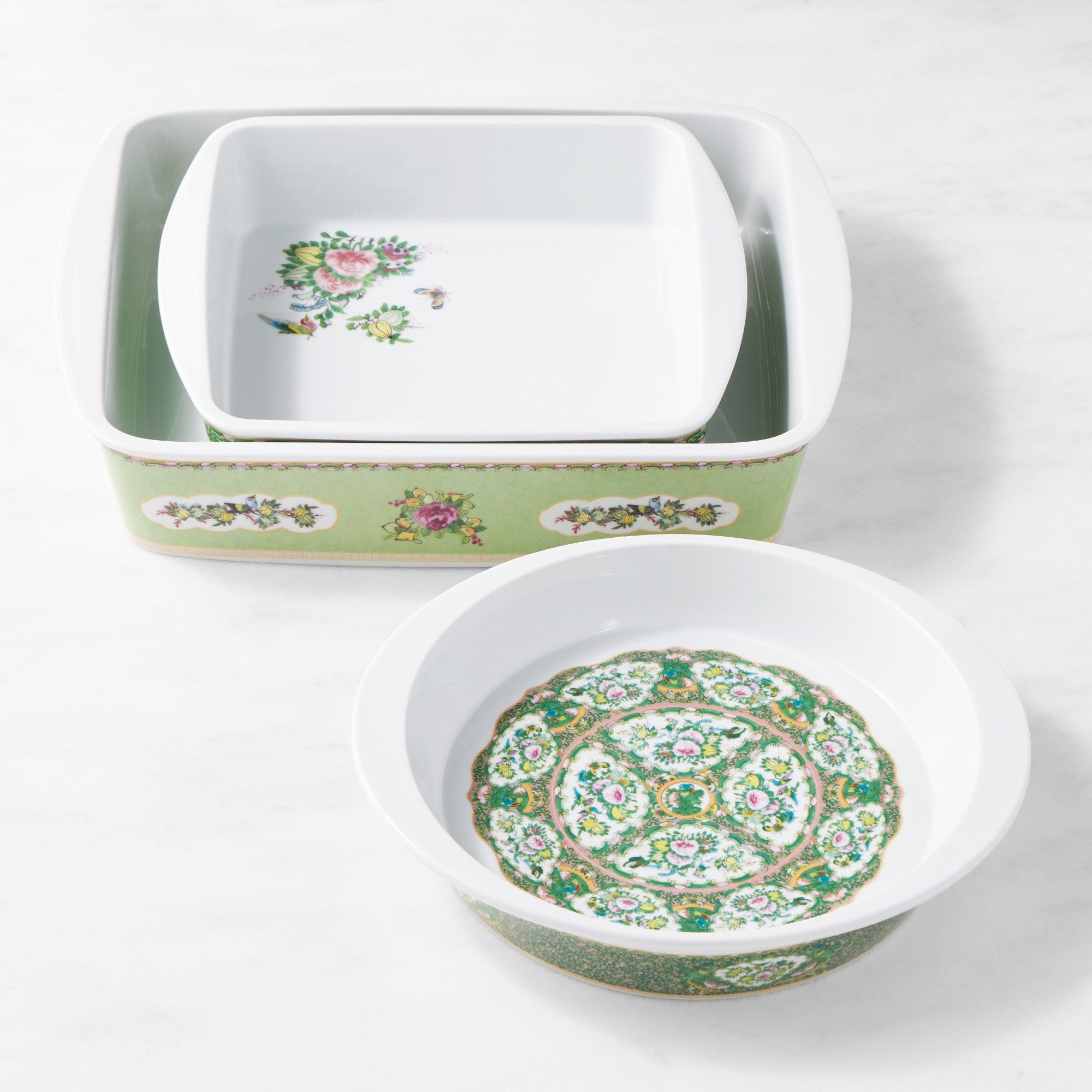 Williams Sonoma Famille Rose Bakers, Set of 3