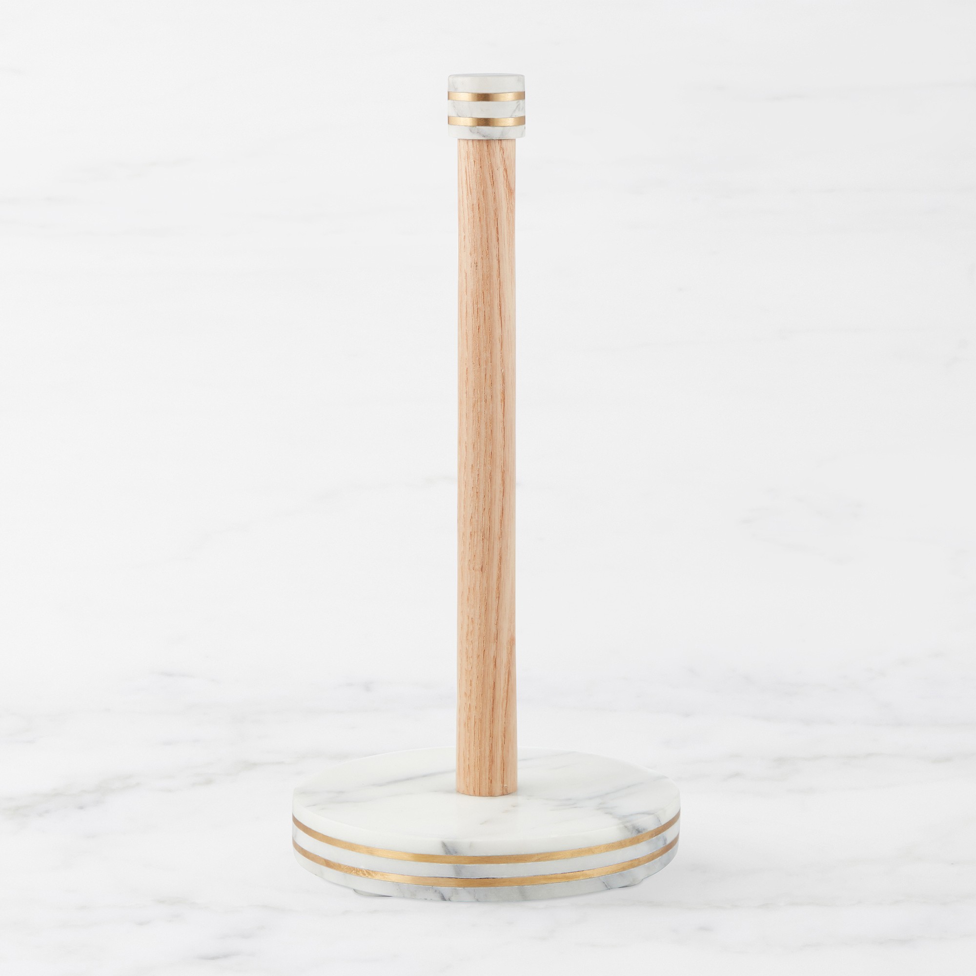 Williams Sonoma Arabescato Marble with Brass Inlay Paper Towel Holder