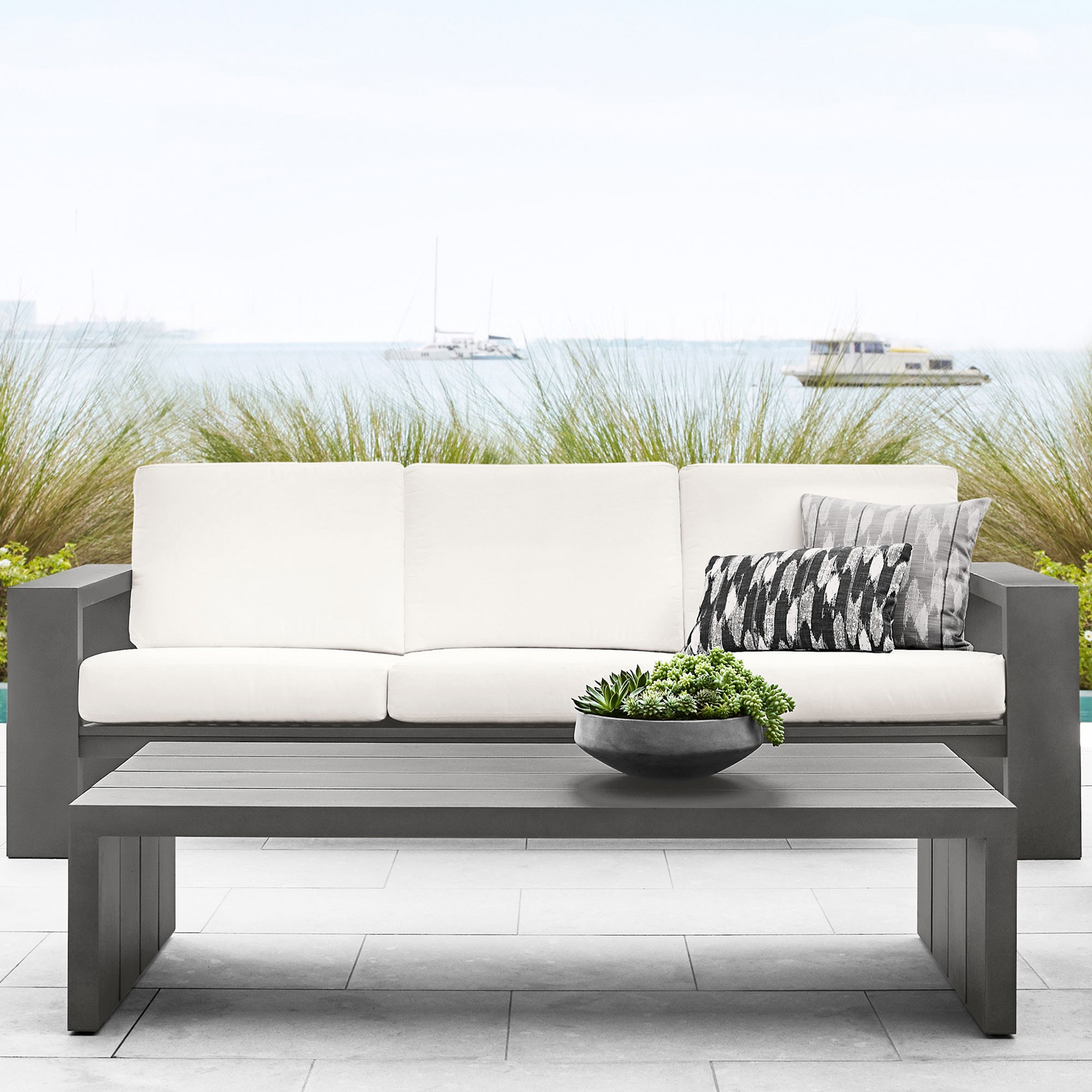 Larnaca Outdoor Slate Grey Metal Coffee Table (48
