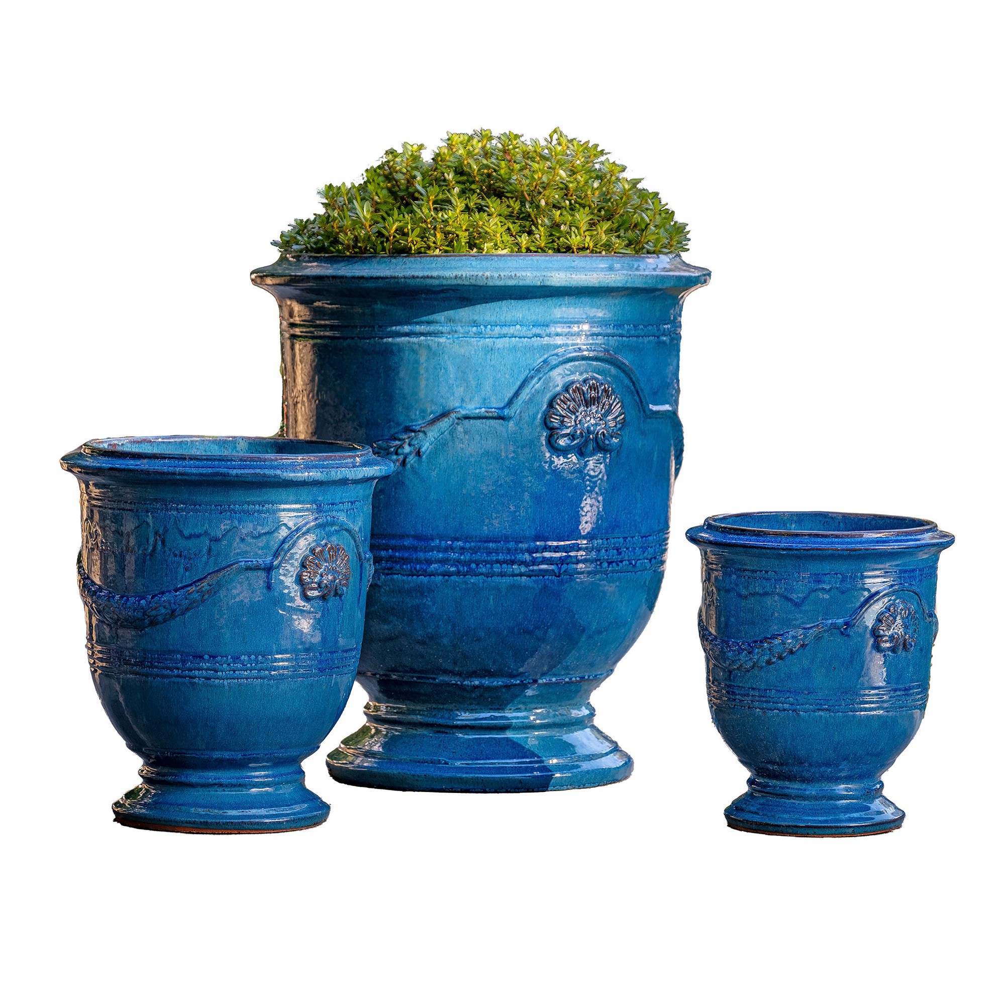 Coquille Anduze Urn in Cerulean