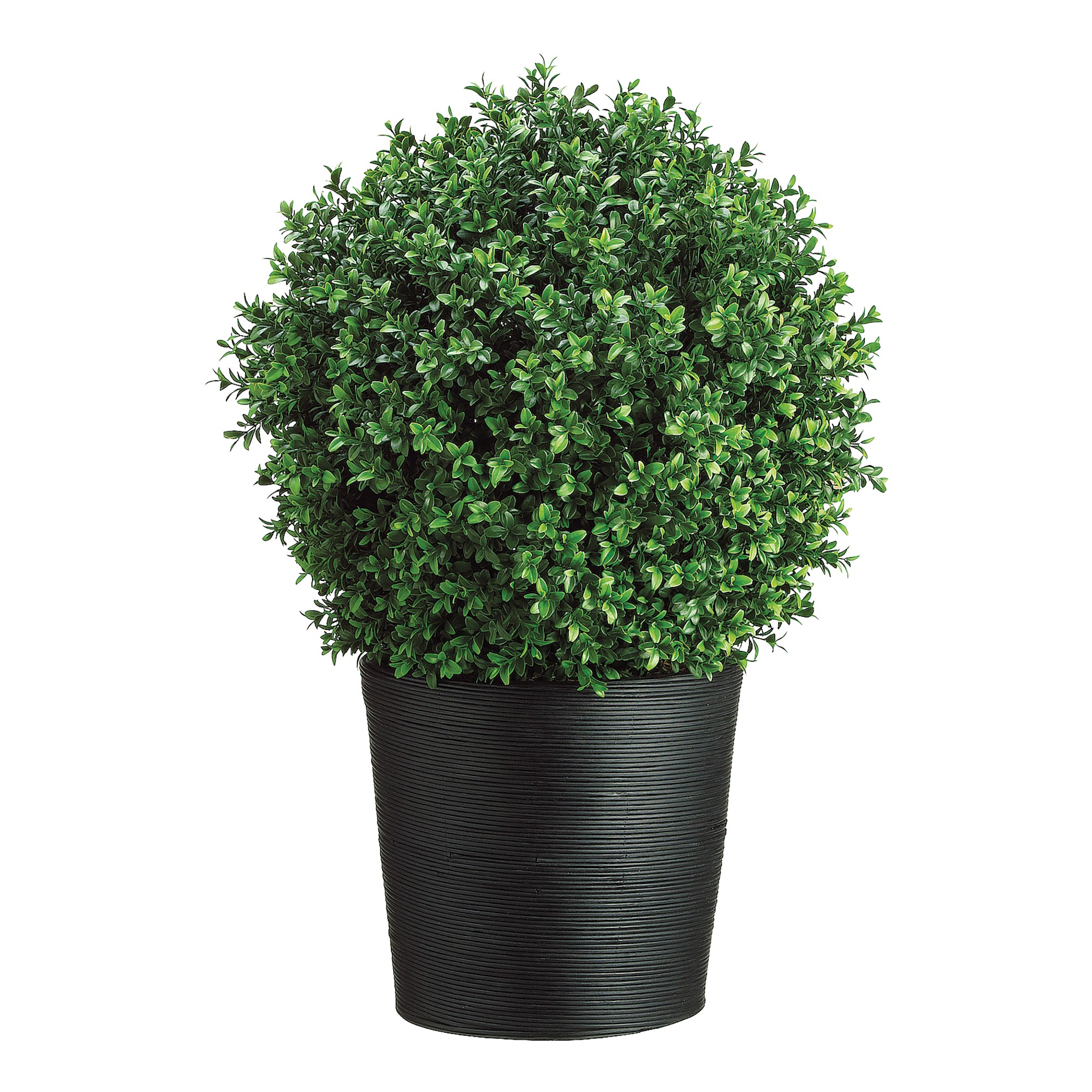 Faux Boxwood Ball Topiary in Bamboo Pot, 30