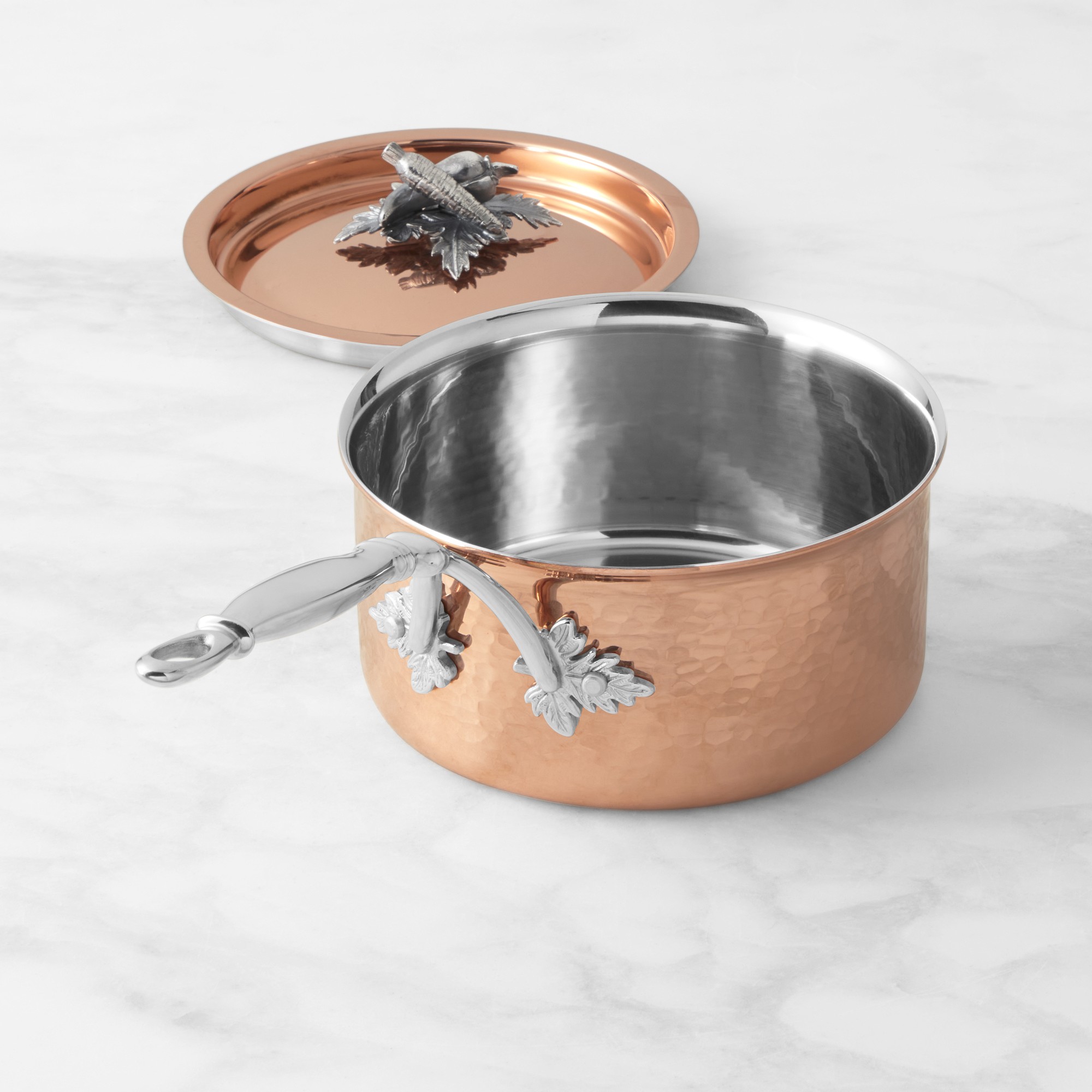 Ruffoni Opus Cupra Hammered Copper Saucepan with Carrot Knob, 1 1/2-Qt.
