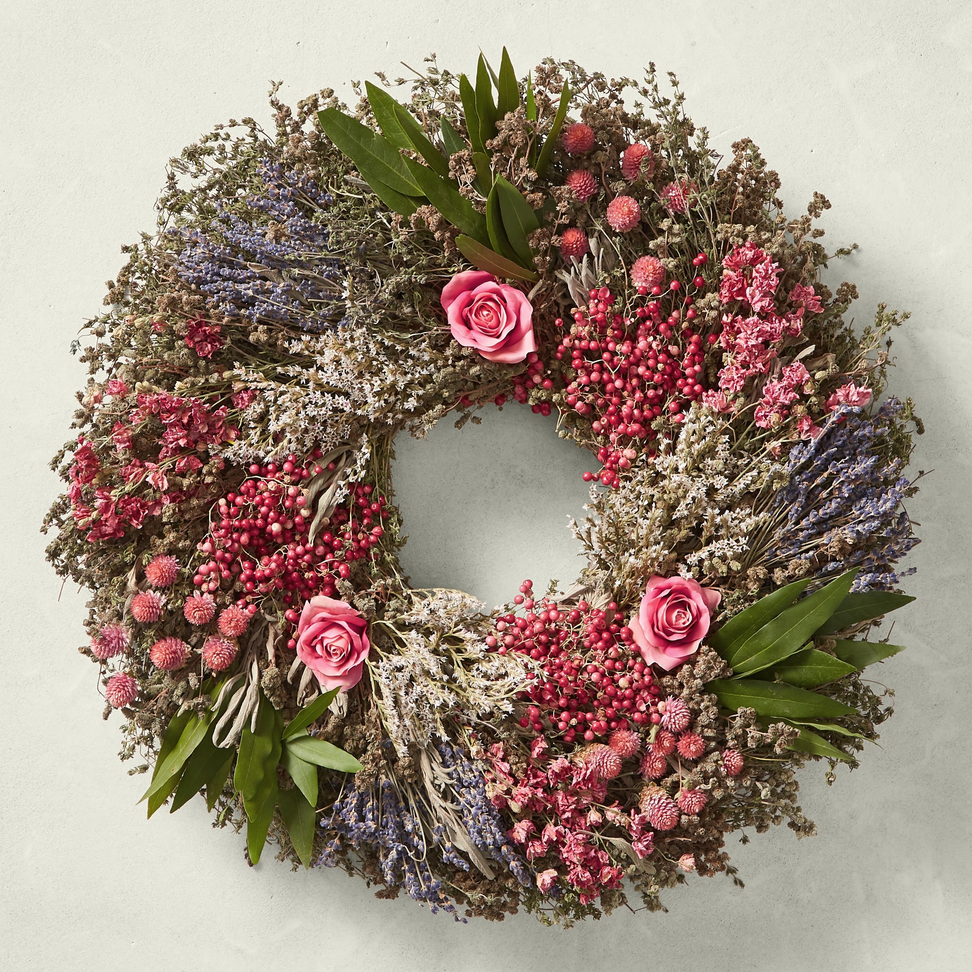 Pink Rose Garden Live Wreath, 20