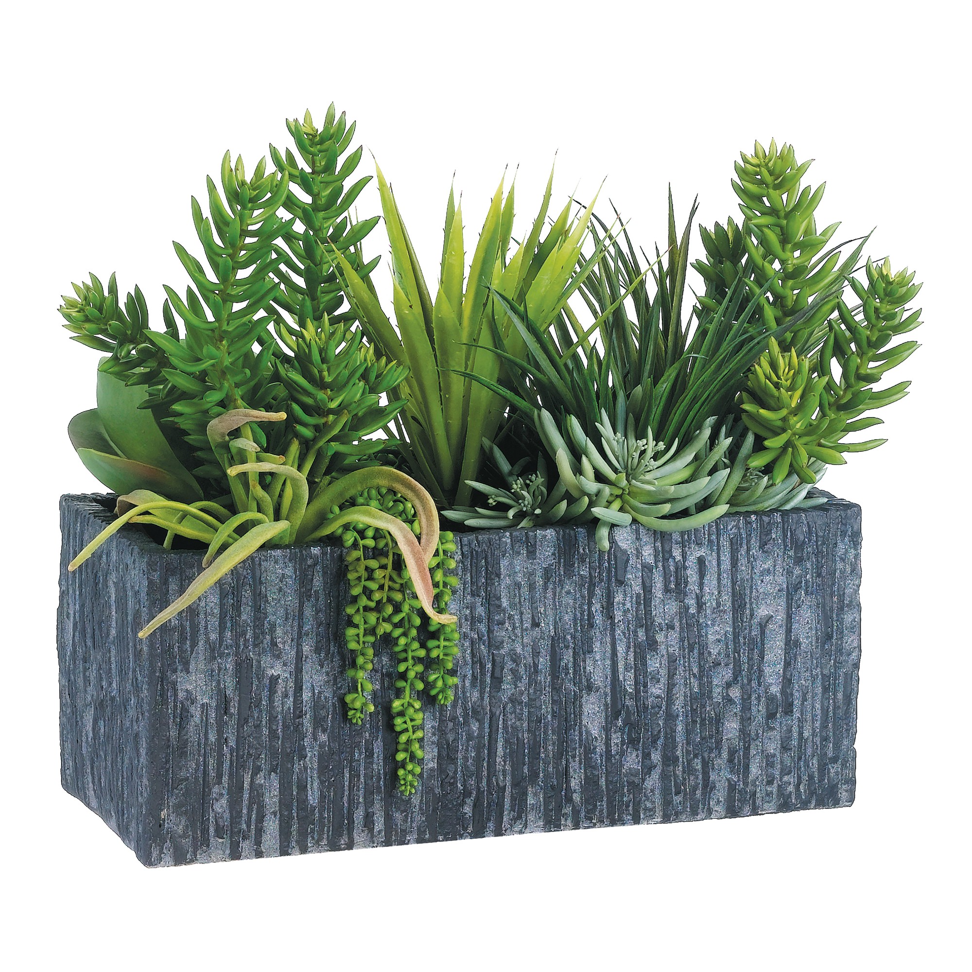 Faux Succulent in Cement Planter, 21