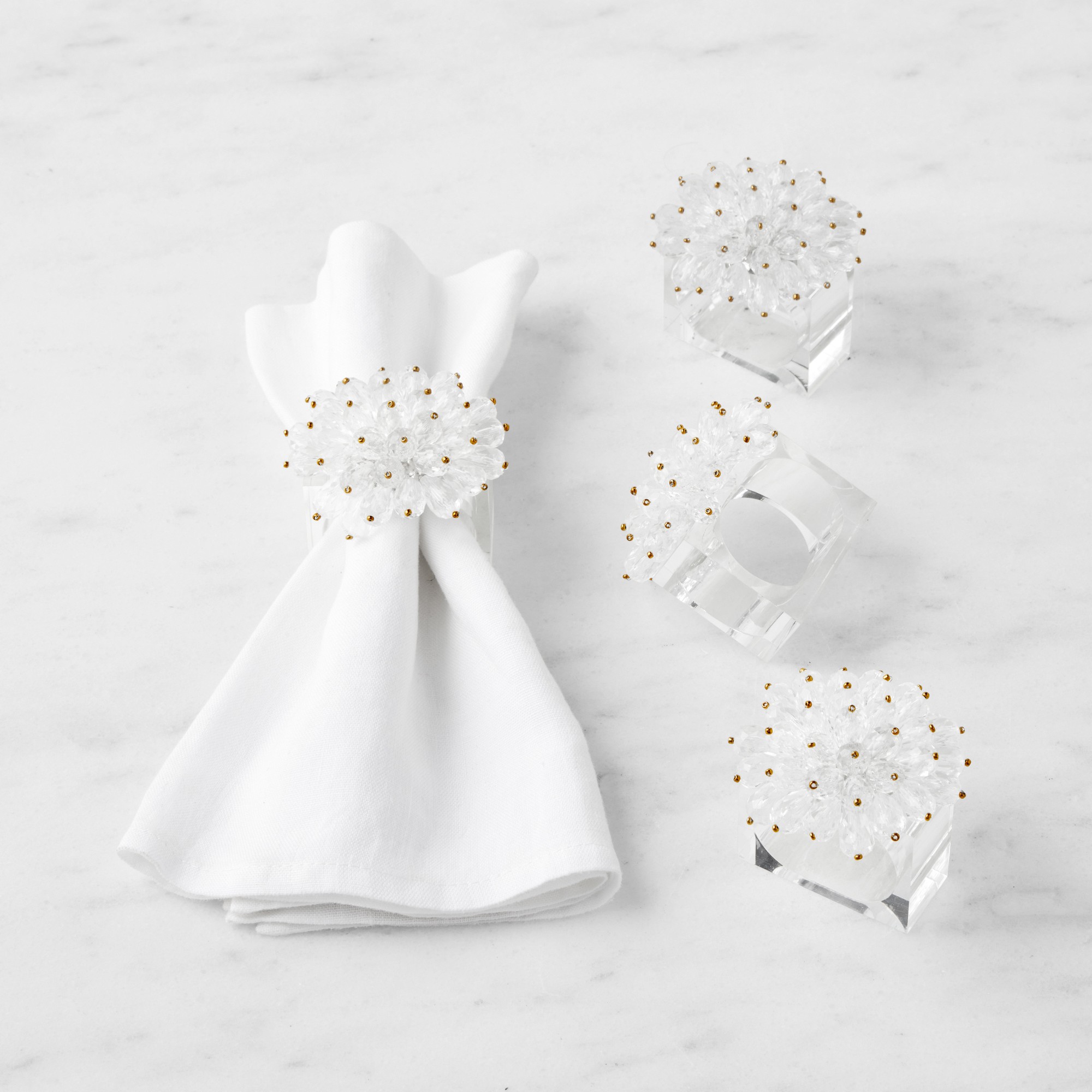 Kim Seybert Zinnia Napkin Rings, Set of 4