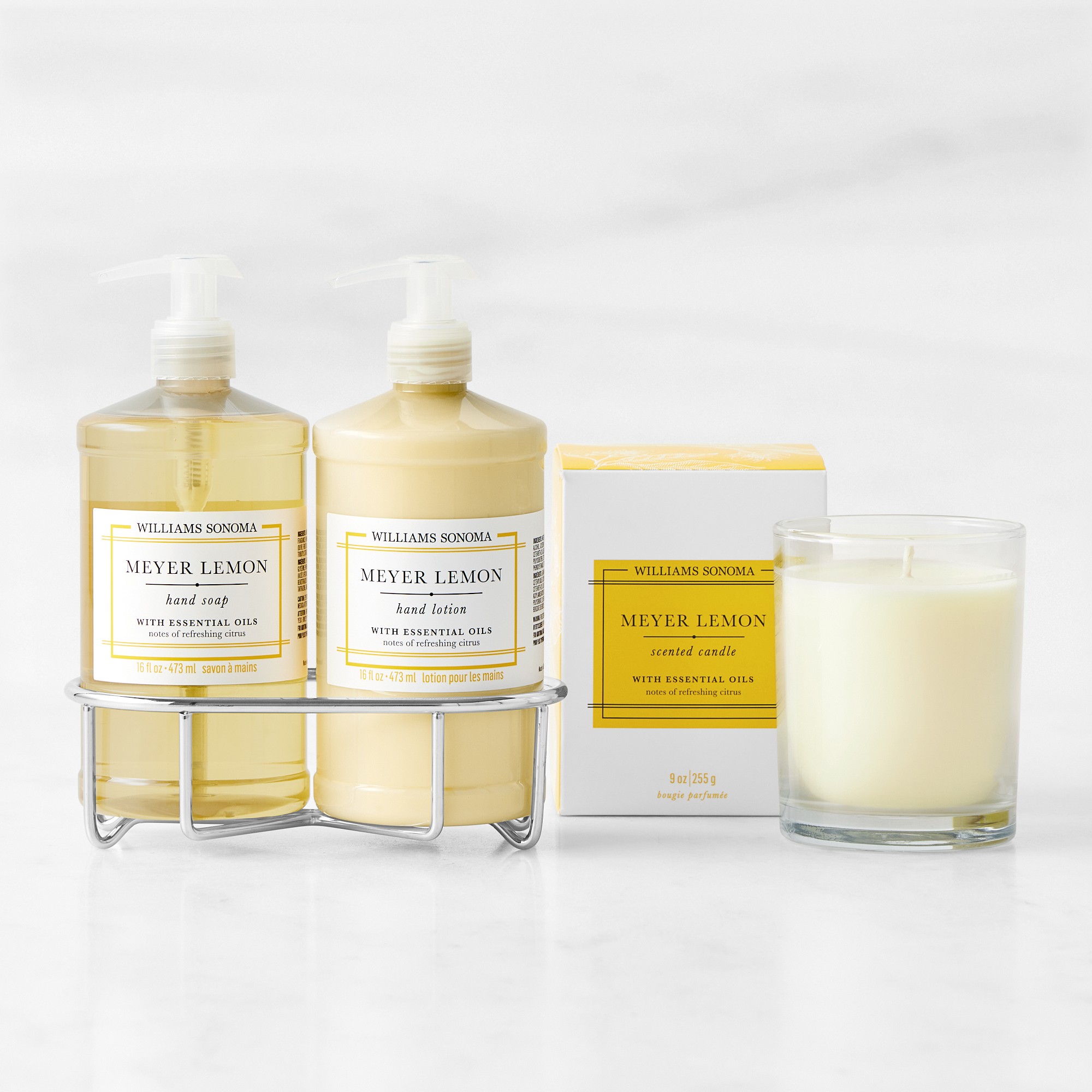 Williams Sonoma Meyer Lemon Hand Soap, Lotion & Candle 4-Piece Kitchen Set